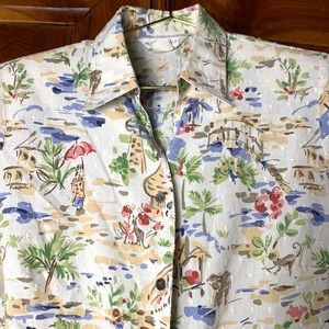 Vtg. 90s Asian Textured  Button Down by Allison Daley- 10